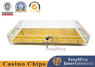Fully Transparent Acrylic 8 Grid Lockable Chip Box Poker Table Top Handle Chip Tray