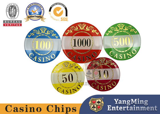 Two Layer High Transparent Acrylic Bronzing Baccarat Poker Clay Chips