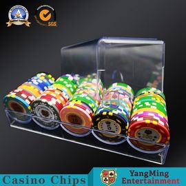 주문 100 PC 5 열 라운드 포커 칩 경우 가득 찬 투명한 아크릴 플라스틱 40 밀리미터 도박 칩 캐리어 온라인 제조
