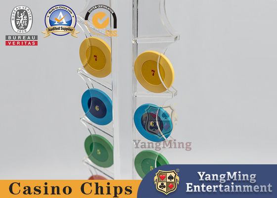 16pcs 카지노 투명한 부지깽이 칩 상자 노름 테이블 둥근 칩 운반대 룰렛 테이블 관례 홀더