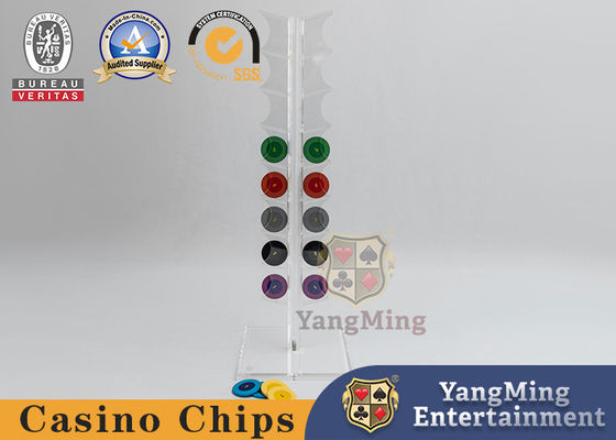 20pcs 40MM 둥근 모양 포커 칩 홀더 수평 섹션 완전히 투명한 룰렛 카지노 테이블 디스플레이