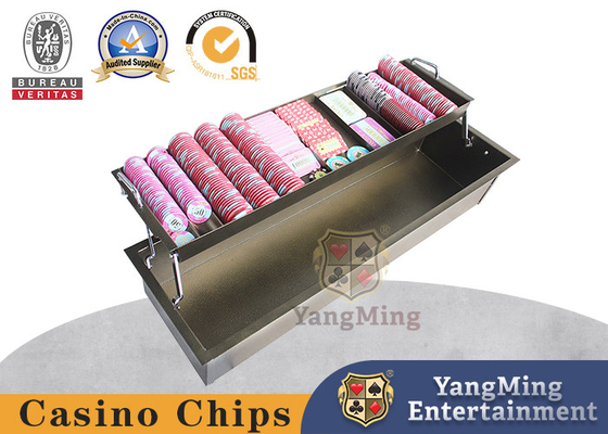 12 격자 두층 둥근 코드 퀘어 코드 잠금 포커 점토 세라믹 칩 박스 철 칩 트레이